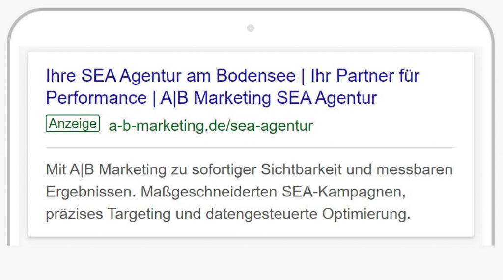 Google Ads Anzeige